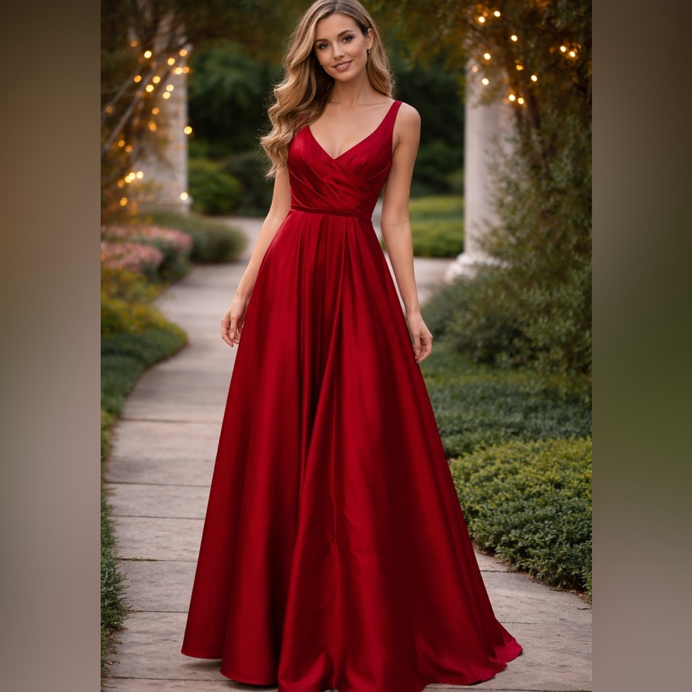 Red Floor Length Ball Gown Size 0 David’s Bridal